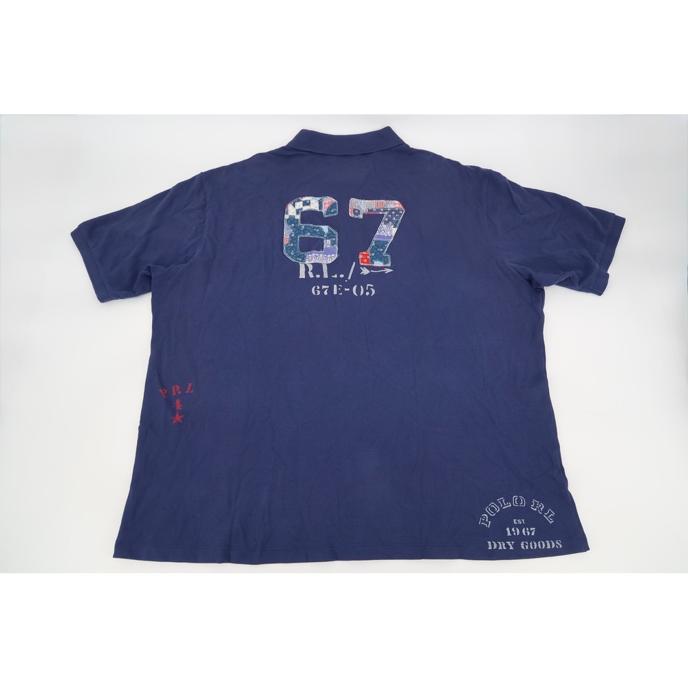 Polo Ralph Lauren Polo Shirt Mens 3XB Navy Patchwork Big Pony Mesh R-67